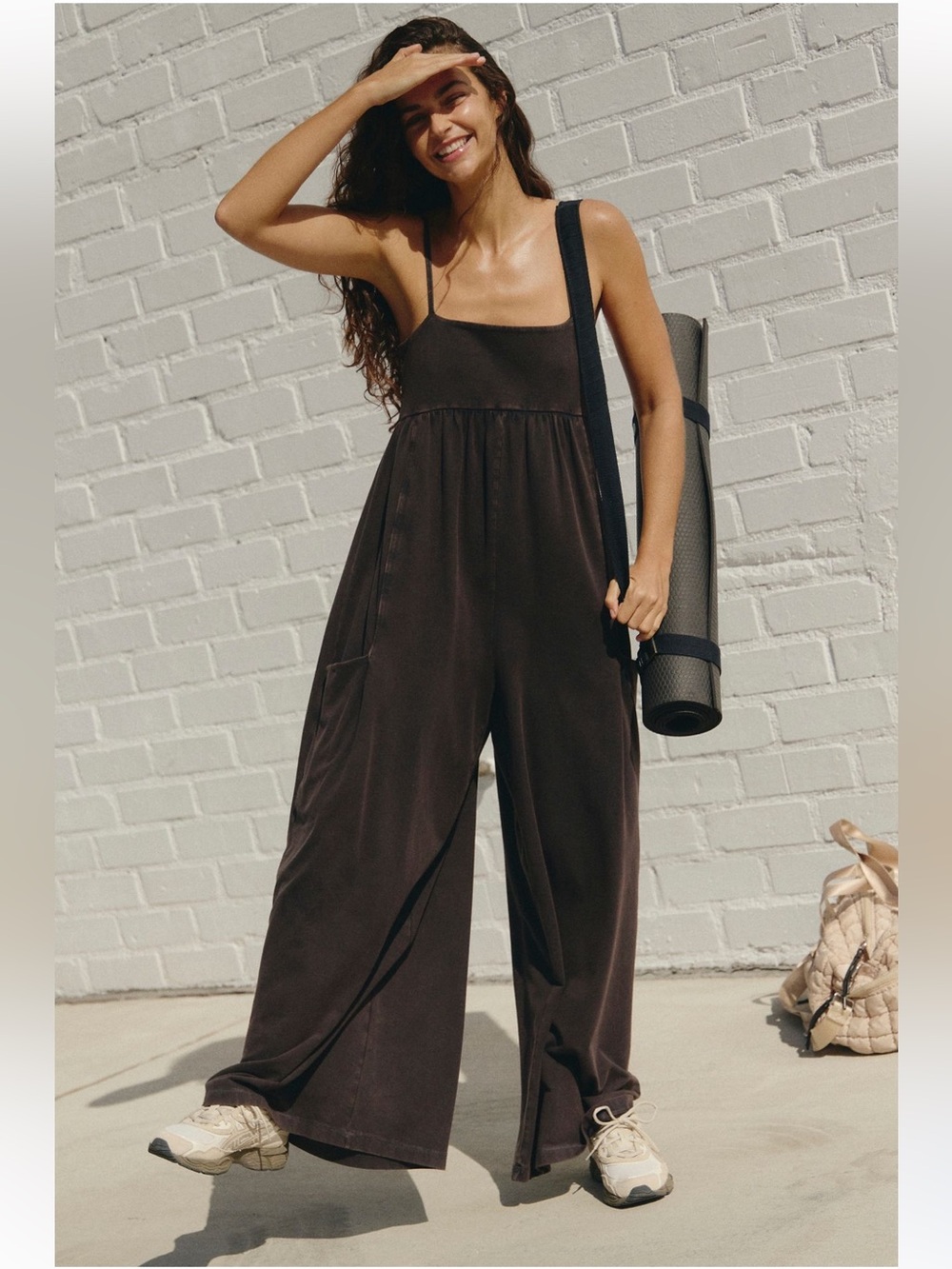 FP Movement Hot Shot Strappy Onesie, washed black, S